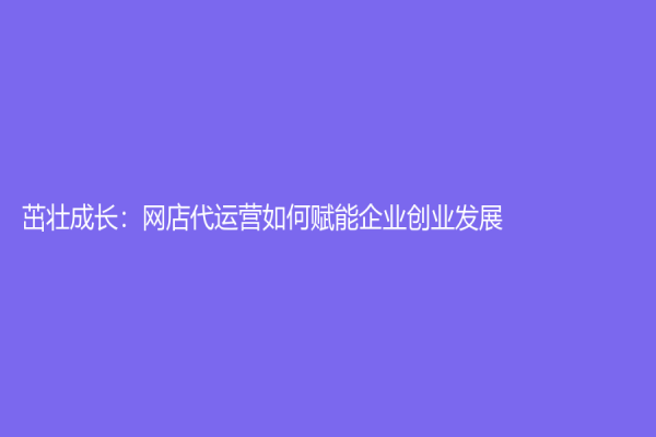 茁壯成長：網(wǎng)店代運營如何賦能企業(yè)創(chuàng)業(yè)發(fā)展